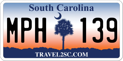 SC license plate MPH139