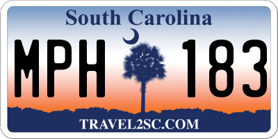 SC license plate MPH183