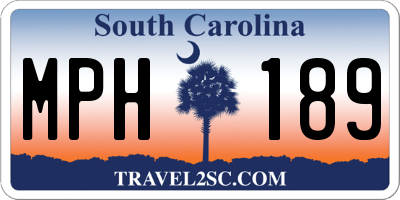 SC license plate MPH189