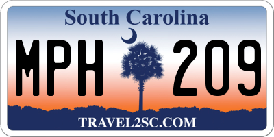 SC license plate MPH209