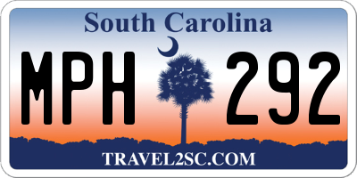 SC license plate MPH292