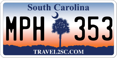 SC license plate MPH353
