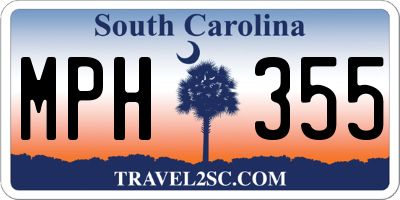 SC license plate MPH355