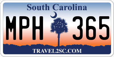 SC license plate MPH365