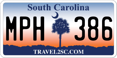 SC license plate MPH386