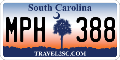 SC license plate MPH388