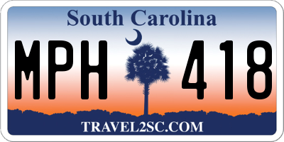 SC license plate MPH418