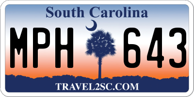 SC license plate MPH643