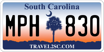 SC license plate MPH830
