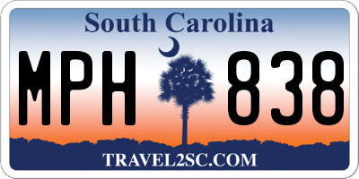 SC license plate MPH838