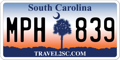SC license plate MPH839