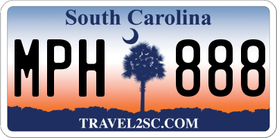 SC license plate MPH888