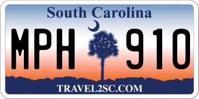 SC license plate MPH910