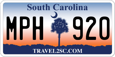 SC license plate MPH920