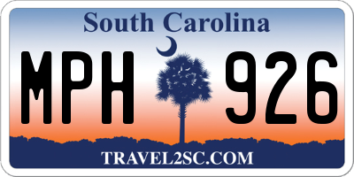 SC license plate MPH926