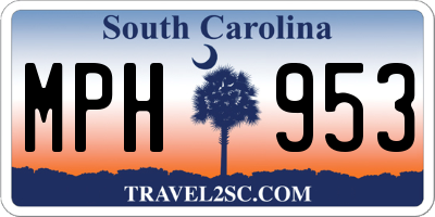 SC license plate MPH953
