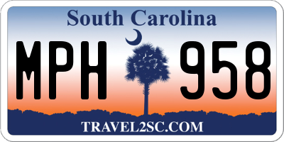 SC license plate MPH958