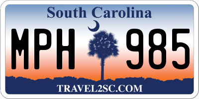 SC license plate MPH985