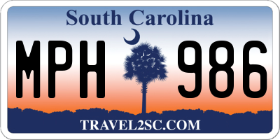SC license plate MPH986