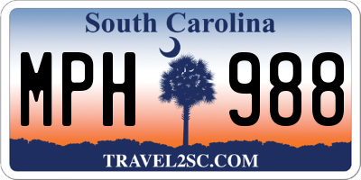 SC license plate MPH988