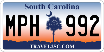 SC license plate MPH992