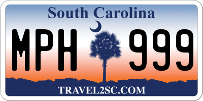 SC license plate MPH999