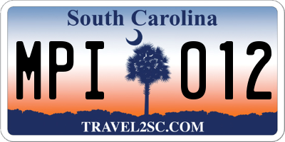 SC license plate MPI012