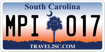 SC license plate MPI017