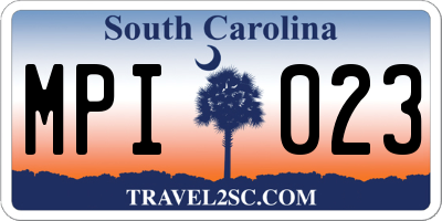 SC license plate MPI023