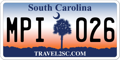 SC license plate MPI026