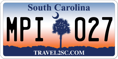 SC license plate MPI027