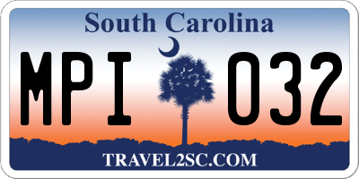 SC license plate MPI032