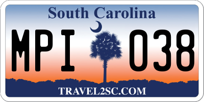 SC license plate MPI038