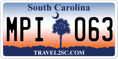 SC license plate MPI063