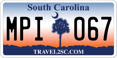 SC license plate MPI067