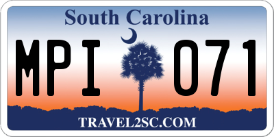 SC license plate MPI071