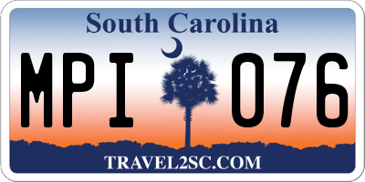 SC license plate MPI076