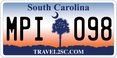 SC license plate MPI098