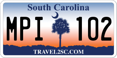 SC license plate MPI102