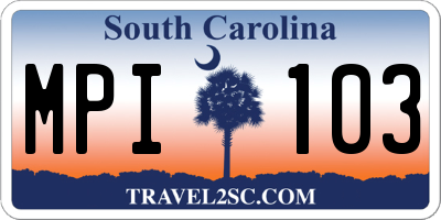 SC license plate MPI103