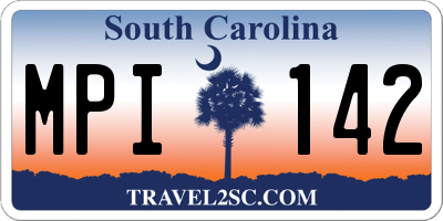 SC license plate MPI142