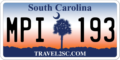 SC license plate MPI193