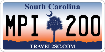 SC license plate MPI200