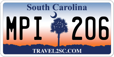 SC license plate MPI206