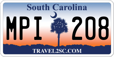 SC license plate MPI208