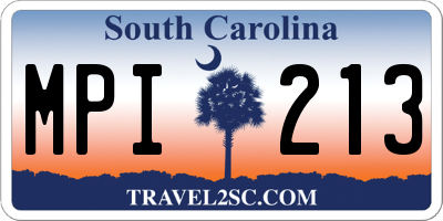 SC license plate MPI213