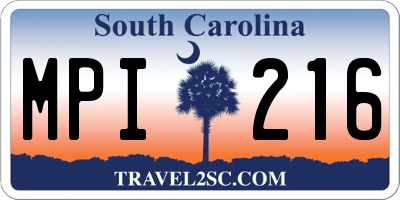 SC license plate MPI216