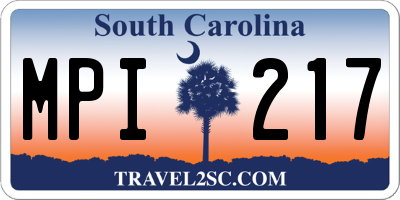 SC license plate MPI217