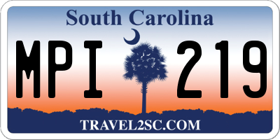SC license plate MPI219