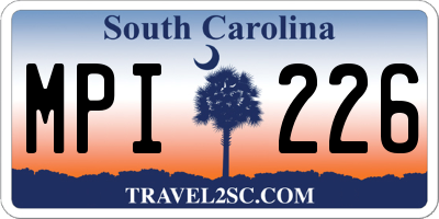SC license plate MPI226